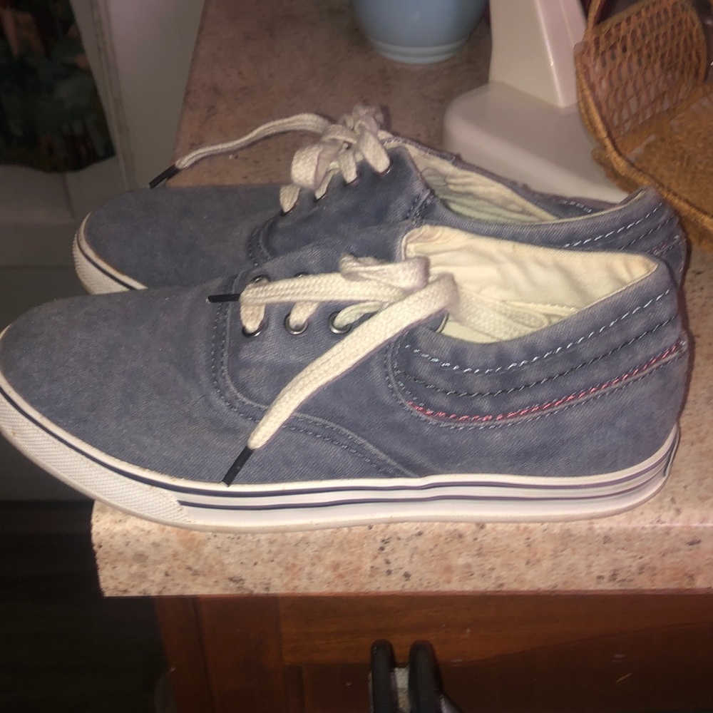 L.L. Bean Denim Blue Sneakers with White Accents - Picture 3 of 3